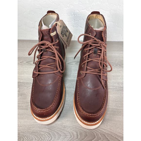 SuperLamb DZO Men\'s Brown Leather Work Boots 10.5 Wide (EEE) Soft Toe- NWOB‎ main image 5
